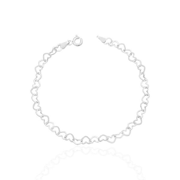 Pulseira Elo Coração 20cm - Prata 925