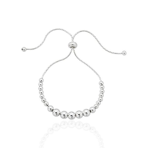 Pulseira Bolinhas Modelo Gravatinha 22cm Ajustável - Prata 925