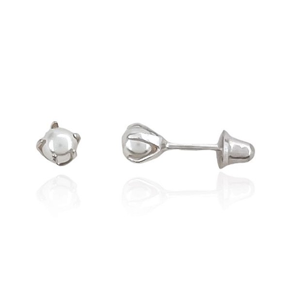 Brinco Infantil Perola 3mm - Prata 925