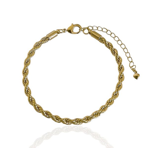 Pulseira Cordão Baiano 4mm 18cm - Banho de ouro 18k