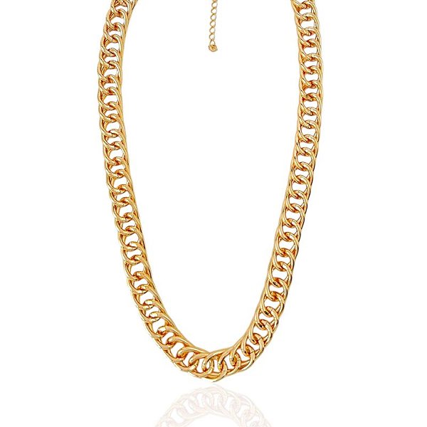 Colar Elo Grumet Grosso 40cm + 5cm de Extensor - Banho de Ouro 18k