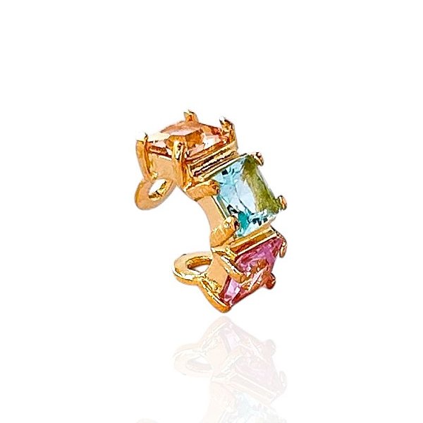 Piercing Fake Zircônia Colorido - Banho Ouro 18k