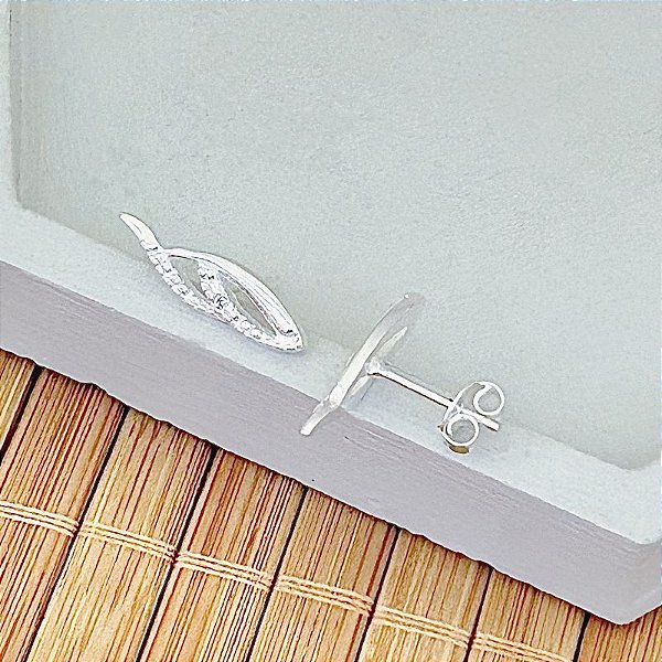 Brinco Curvas c/ 1 Zircônia 1,9cm - Prata 925