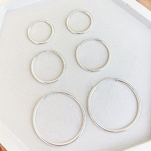 Brinco Trio de Argolinhas Finas de Encaixe - Prata 925