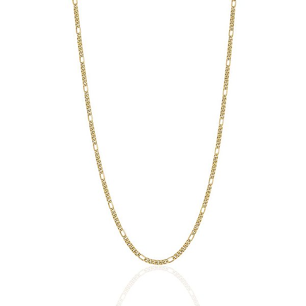 Colar Fígaro 5x1 1,5mm 45cm - Banho de Ouro 18k