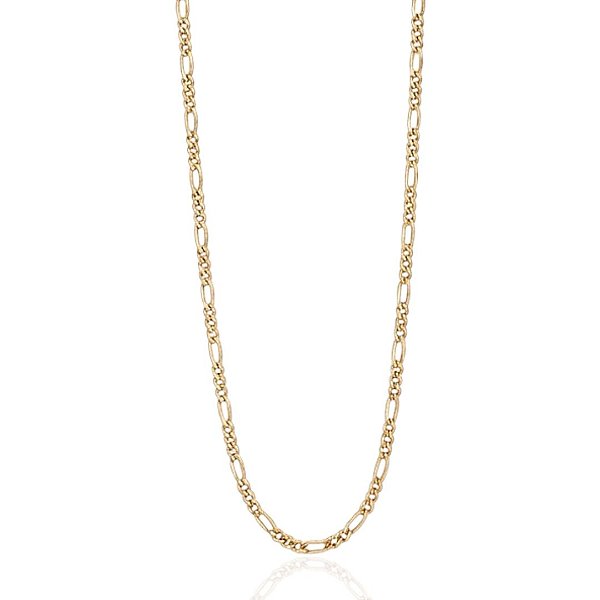 Colar Fígaro 3x1 1,5mm 45cm - Banho de Ouro 18k