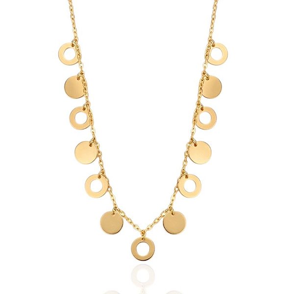 Colar Choker Medalinhas Lisas e Vazadas 30cm - Banho de Ouro 18k