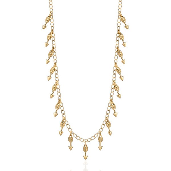 Colar Choker Flechas 38cm - Banho de Ouro 18k