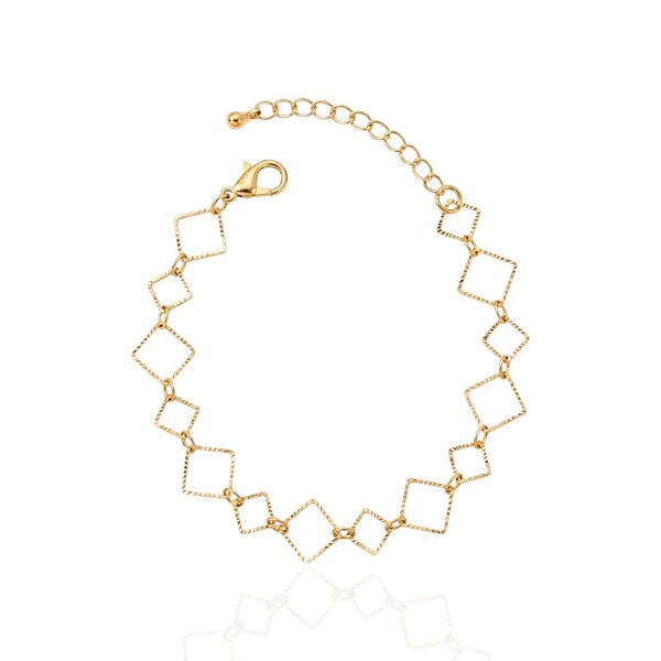 Pulseira Elos Quadrados Vazados - Banho de Ouro 18k
