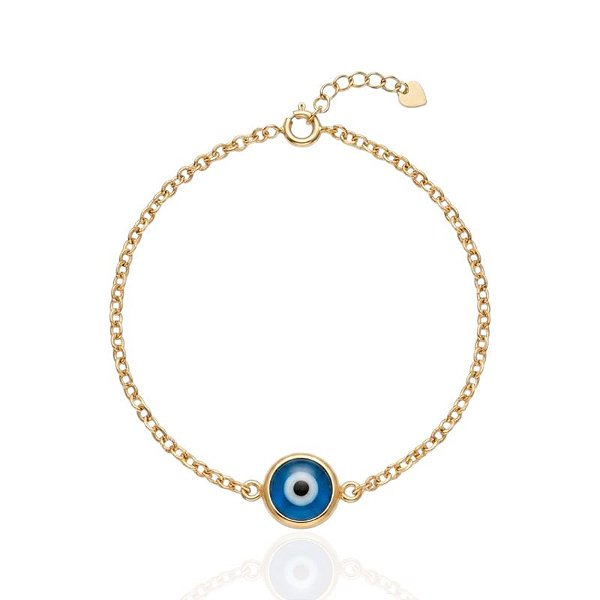 Pulseira Olho Grego Elo Português - Banho Ouro 18k
