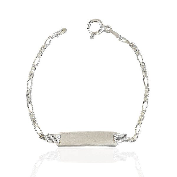 Pulseira Infantil Plaquinha 3x1 Fígaro - Prata 925