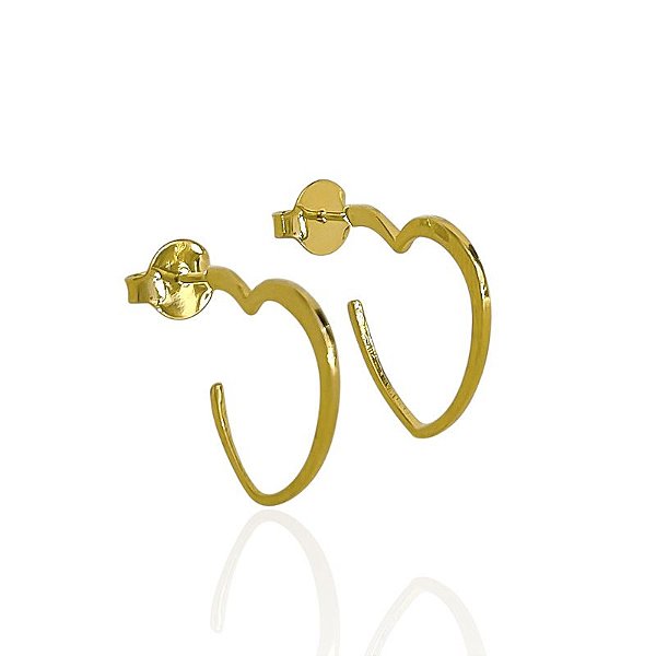 Brinco Argola Coração Lisa 2,3cm - Banho de Ouro 18k