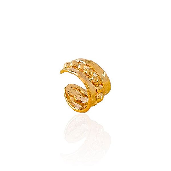 Piercing Fake Grosso com Fileira de Bolinhas - Banho Ouro 18k