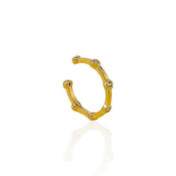 Piercing Fake Fino com Pontos de Luz Zircônia - Banho Ouro 18k
