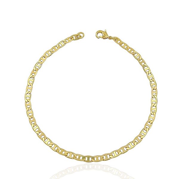 Pulseira Piastrine 3mm 21cm - Banho de Ouro 18k