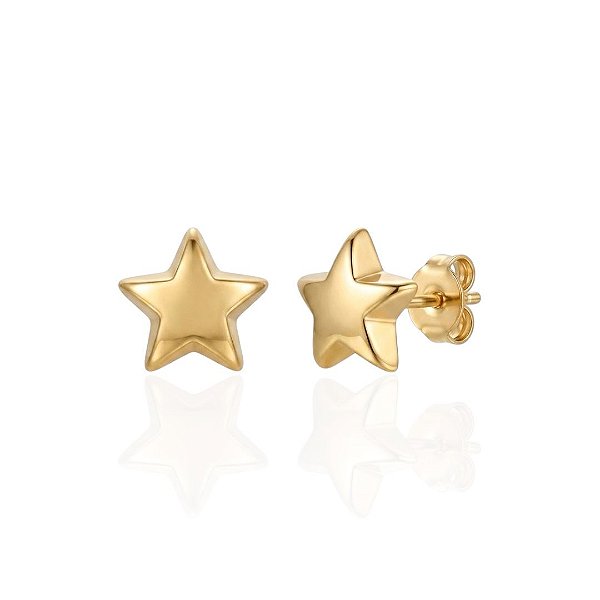 Brinco Estrela Fofa 1cm - Banho de Ouro 18k