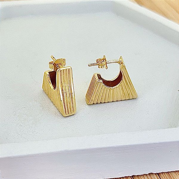 Brinco Argola Tijolinho 1,6cm - Banho de Ouro 18k