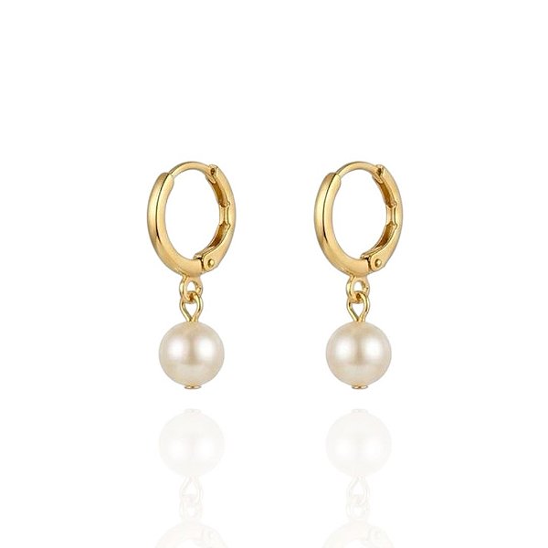 Brinco Argolinha com Pérola Shell - Banho de Ouro 18k