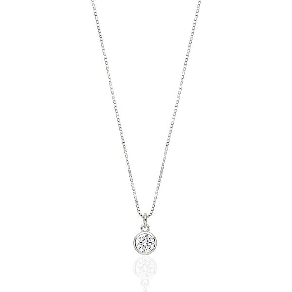 Colar Ponto de Luz Zircônia Redonda Veneziana 45cm - Prata 925