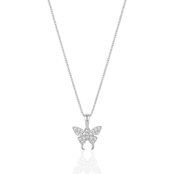 Colar Borboleta Cravejada Veneziana 45cm - Prata 925