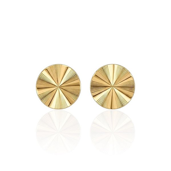 Brinco Redondo Martelado Riscado - Banho de Ouro 18k