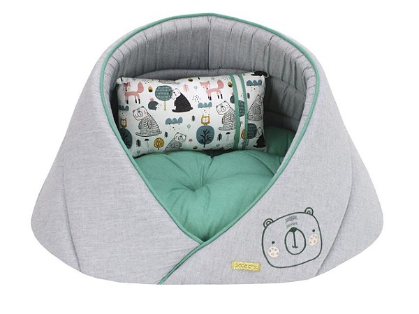 Cama Caminha Cave Sr. Urso - Cinza Verde - Pata Chic