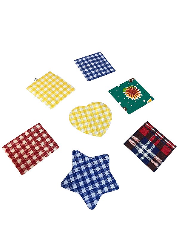 Kit 7 Remendo Festa Junina Adesivo Caipira Para Camisa Calça Remendo Xadrez Para Roupas