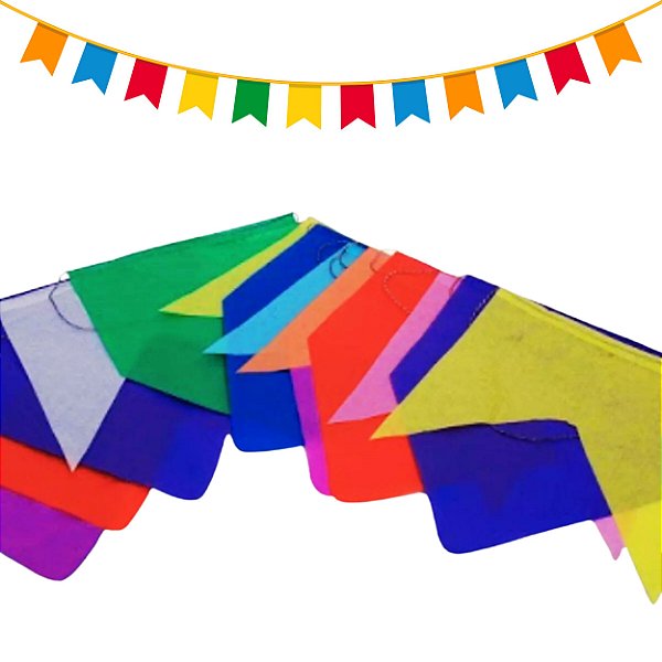 Bandeirinha São João Festa Junina 100 Metros - Seda - Decoração Quermesse