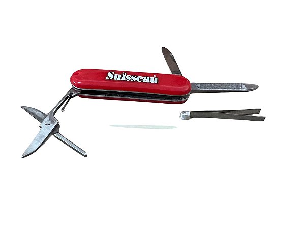 Mini Canivete 6 Em 1 Tesoura Lâmina Lixa Pinça Palito Chave Prático Camping de Bolso