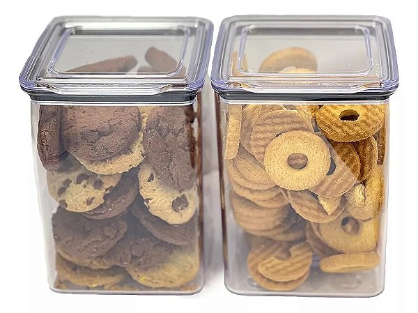 Conj. 2 Pote Hermético Alimentos Empilhável - 1,1 Litros Transparente