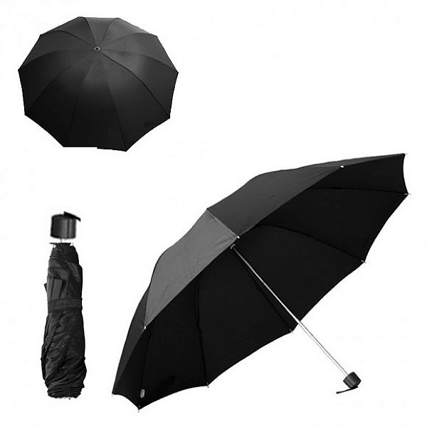 Sombrinha Guarda Chuva Preto Compacto de Bolsa