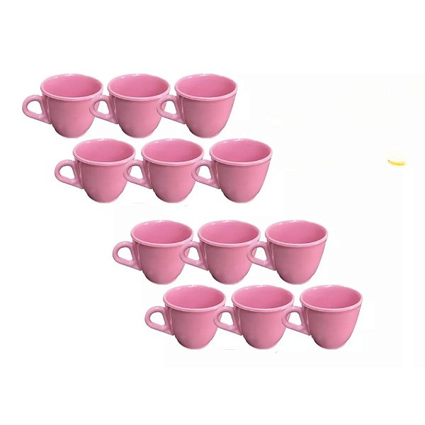 Jogo 6 Xicara Café Rosa Bebê 50 ml Acrilica