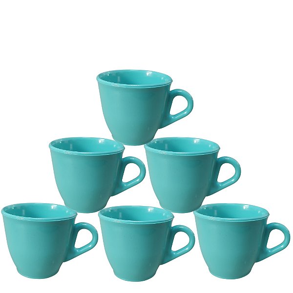 12 Xícara Café Cor Tifany Plástico Acrílico Pequena