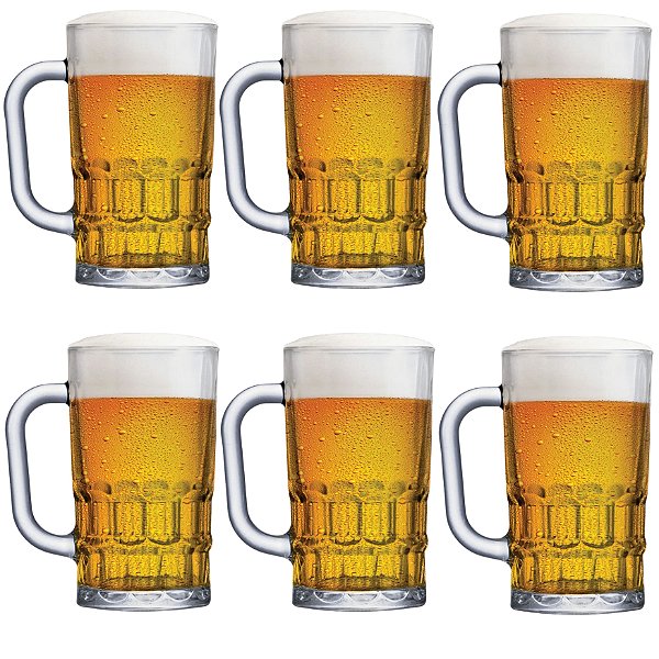 Conjunto 6 Canecas Para Chopp Lager Beer Cerveja 360 Ml