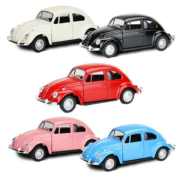 Caixa 12 Fusca Miniatura Fricção Brinquedo Coleção Carrinho Metal Escala 1:32