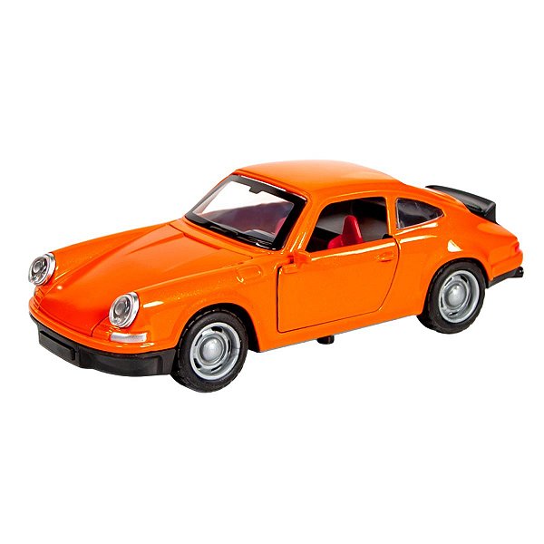 Carro Miniatura Porshe 911 Laranja Clássica Ferro Fricção Pneus Escala 1:32