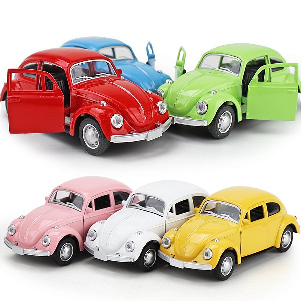 Kit 4 Fusca Miniatura De Metal Carrinho Coleção Fusquinha Cor Sortidas Abre Porta Fricção