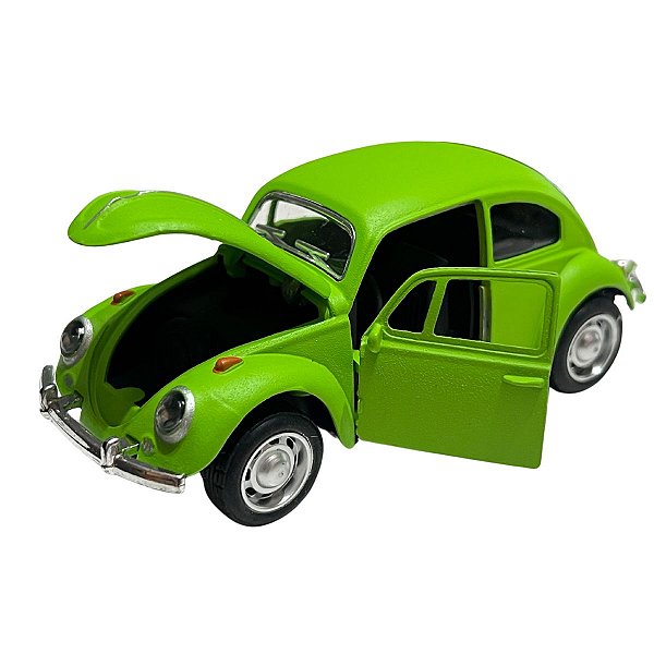 Miniatura Fusca Verde Abacate Carro Coleção Abre Portas Capô Colecionável