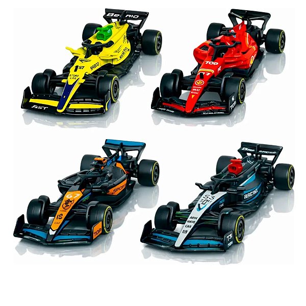 Kit 4 Carros De Corrida Formula 1 Indy Escuderias 1:43 Metal Fricção Colecionável - 4 Cores
