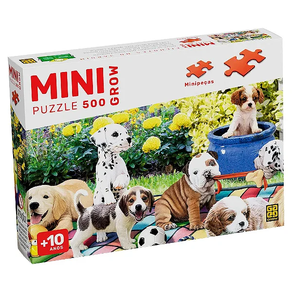 Mini Puzzle 500 pecas Filhotes no Jardim