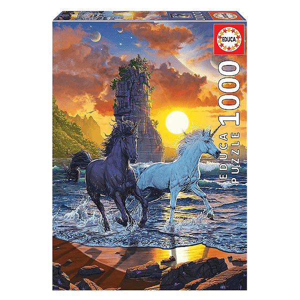 Puzzle 1000 pecas Unicornios na Praia - Educa
