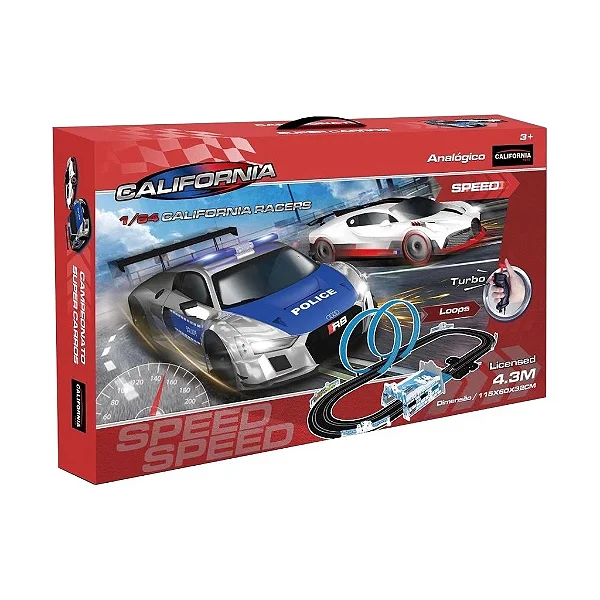 PISTA ELETRICA CALIFORNIA RACERS AUDI x BUGATTI 4,3 METROS  1/64