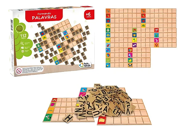 BRINQUEDO PEDAGOGICO MADEIRA FORMANDO PALAVRAS - PAIS E FILHOS