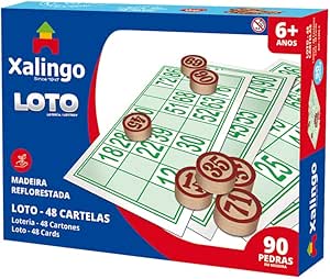 JOGO DE BINGO LOTO 48 CARTELAS C/PEDRA MADEI UNIDADE 5294-3 - XALINGO