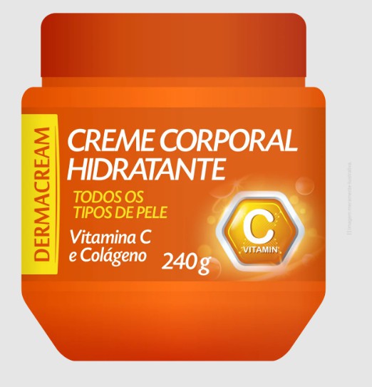 Creme Hidratante Corporal Dermacream 240g Vitamina C e Colágeno
