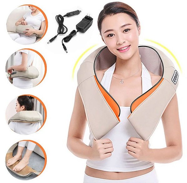 Massageador Pescoço 110V Colete Relaxante Costas E Ombro 3d Shiatsu Infravermelho