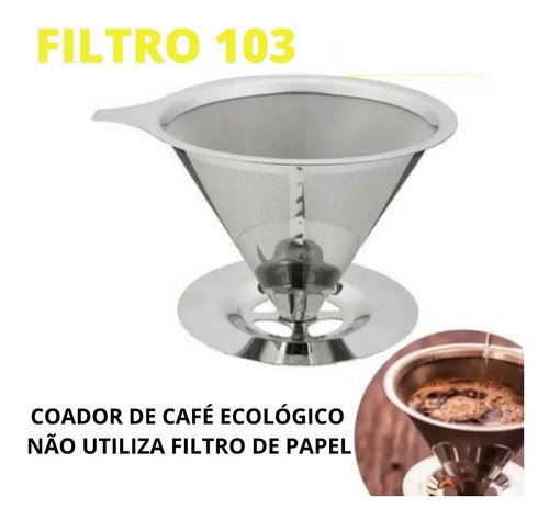 Coador Grande Suporte Tamanho 103 Permanente Filtro de Café Pour Over Reutilizável em Aço Inox