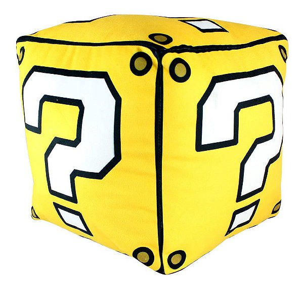 Almofada Super Mario Formato Cubo Decorativa Veludo 25x25x25
