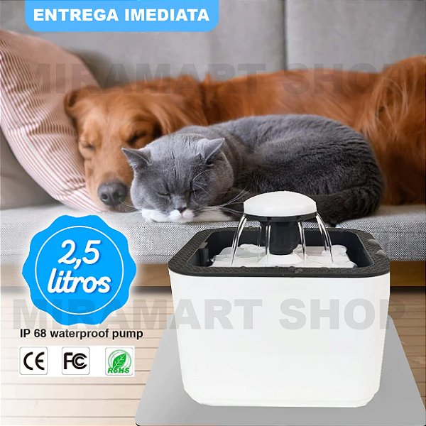 Fonte Bebedouro Gatos Cães Automático Com Filtro USB Bivolt 2,5 Litros