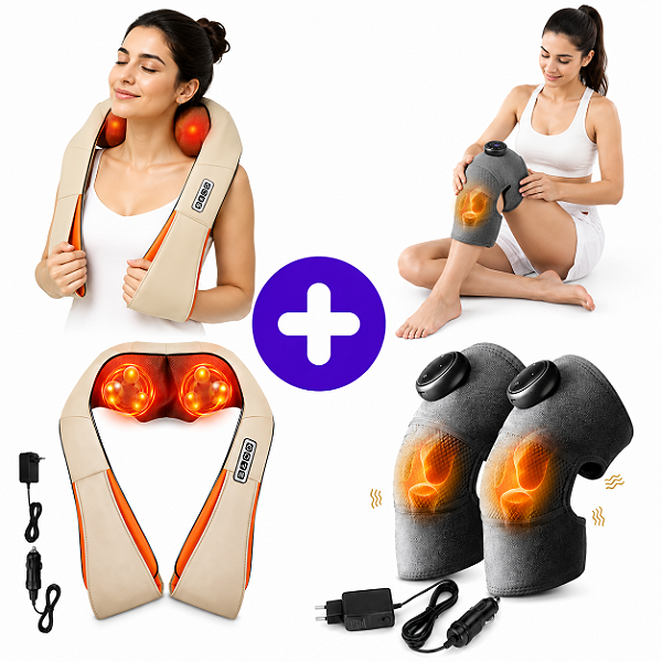 Kit Massageador Colete Costas Ombros + Massageador Joelho Aquecido